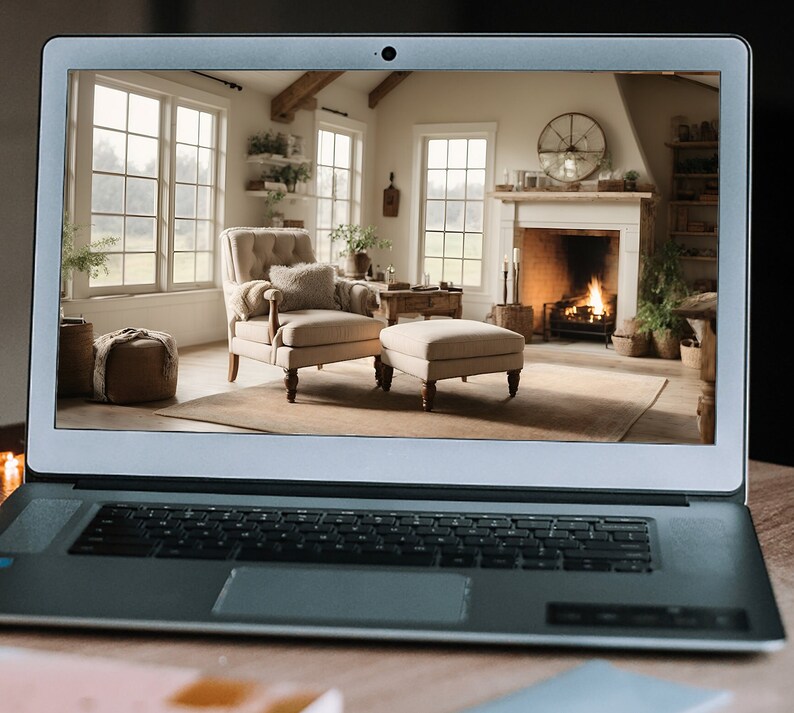 Animated Zoom Background Flickering Fireplace, 12 Second Loop Virtual