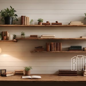 Virtual Background Bookshelf for Zoom Meetings, Home Office Background for Online Meetings 16:9 ratio, Simple Elegant Backdrop Natural Light