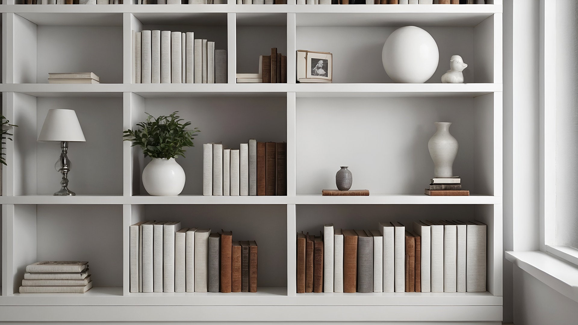  Zoom Background White Bookshelf and Window, Natural Light Virtual Home ...