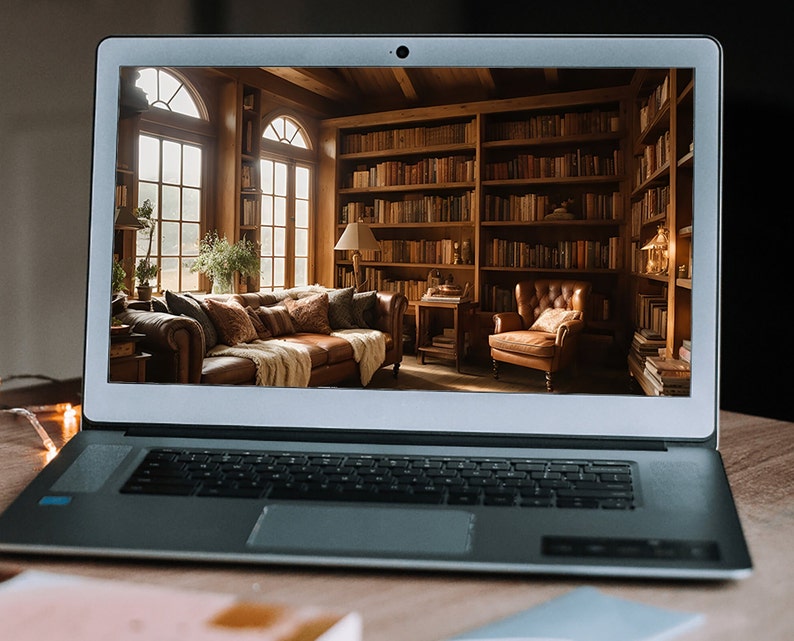 Zoom Background for Virtual Meetings, Farmhouse Study Office Background ...