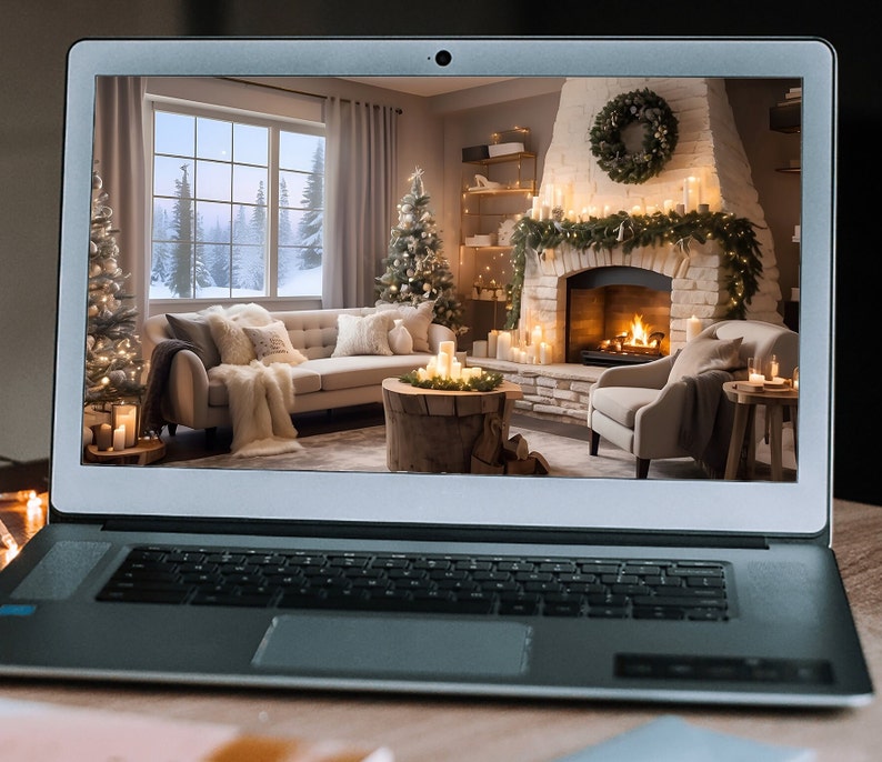 White Christmas Zoom Background for Meetings Holiday Virtual Etsy Australia