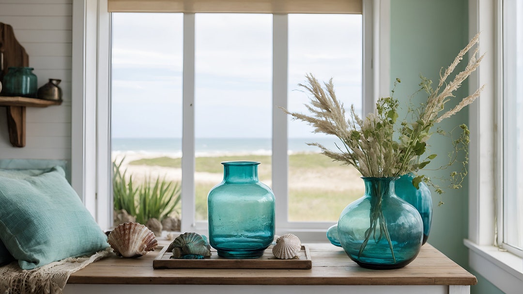 Coastal Farmhouse Summer Cottage Zoom Background for Virtual Meetings