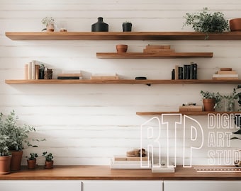 Virtual Background Bookshelf for Zoom Meetings, Home Office Background for Online Meetings 16:9 ratio, Simple Elegant Backdrop Natural Light