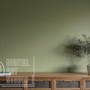 Minimalist Professional Home Office Background for Zoom Meetings, Calming Zen Vibe Olive Green Backdrop Natural Light, Online Teams Meeting
