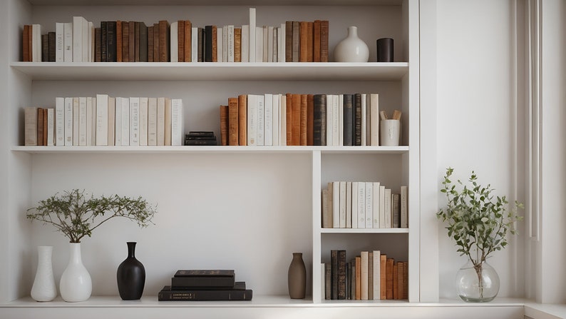Professional White Shelving and Natural Window Light, Modern Background for Zoom, Microsoft Teams, Webex, Skype Home Office Backdrop image 1