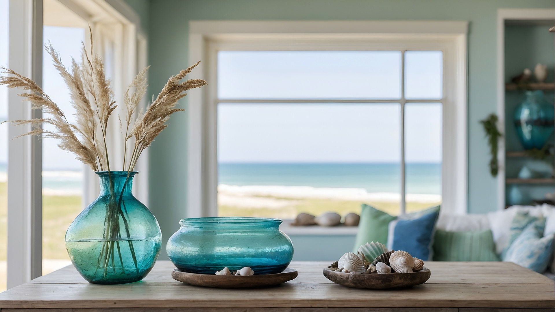 Coastal Farmhouse Summer Cottage Zoom Background for Virtual Meetings