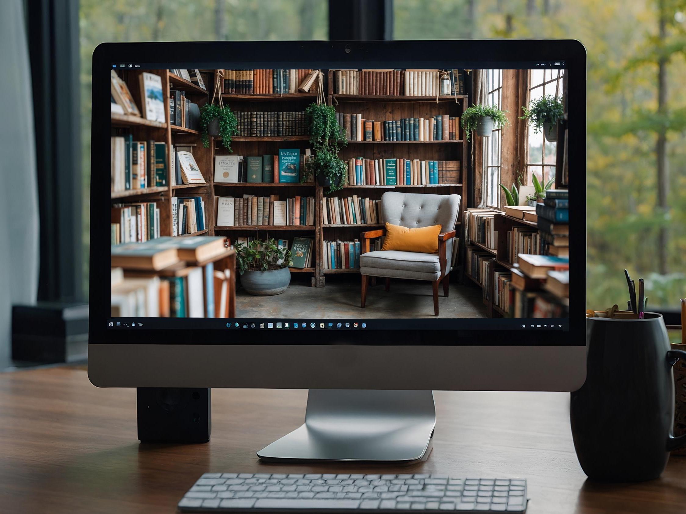 Library Zoom Background, Virtual Bookshelf Teams Backdrop, Virtual ...
