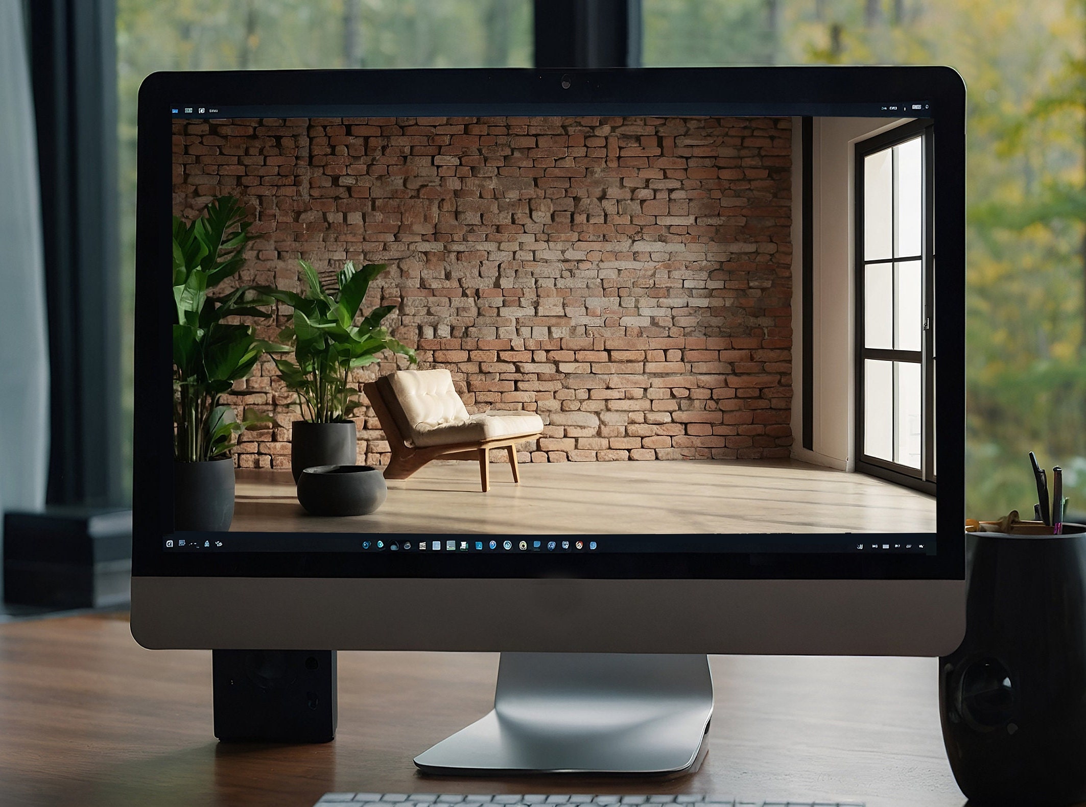 Minimalist Brick Wall Virtual Background for Zoom, MS Teams Meetings ...