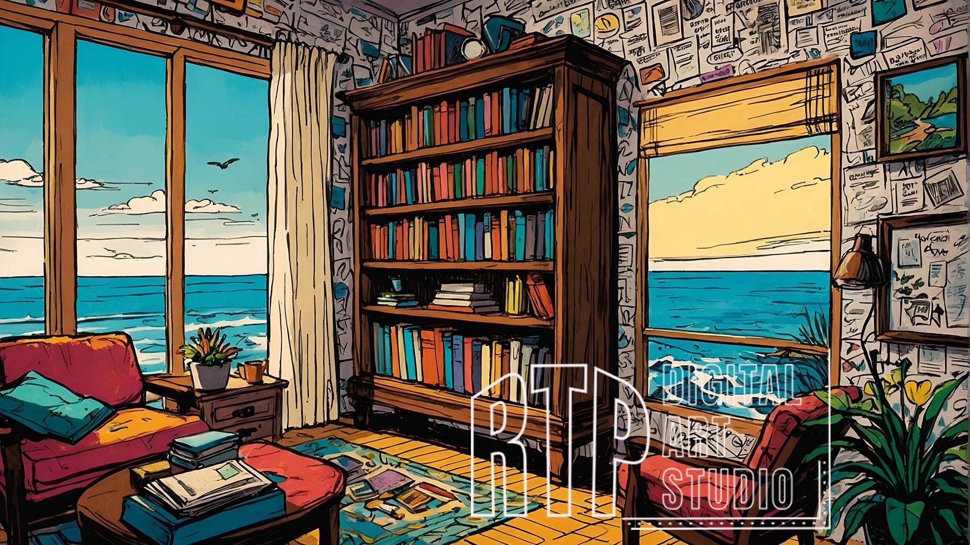 Vintage Comic Style Virtual Background for Zoom Meetings, Home Office ...