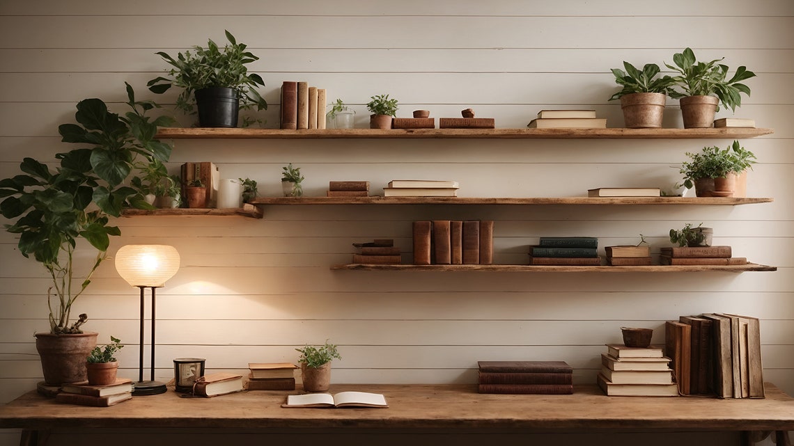 Virtual Background Bookshelf for Zoom Meetings, Home Office Background