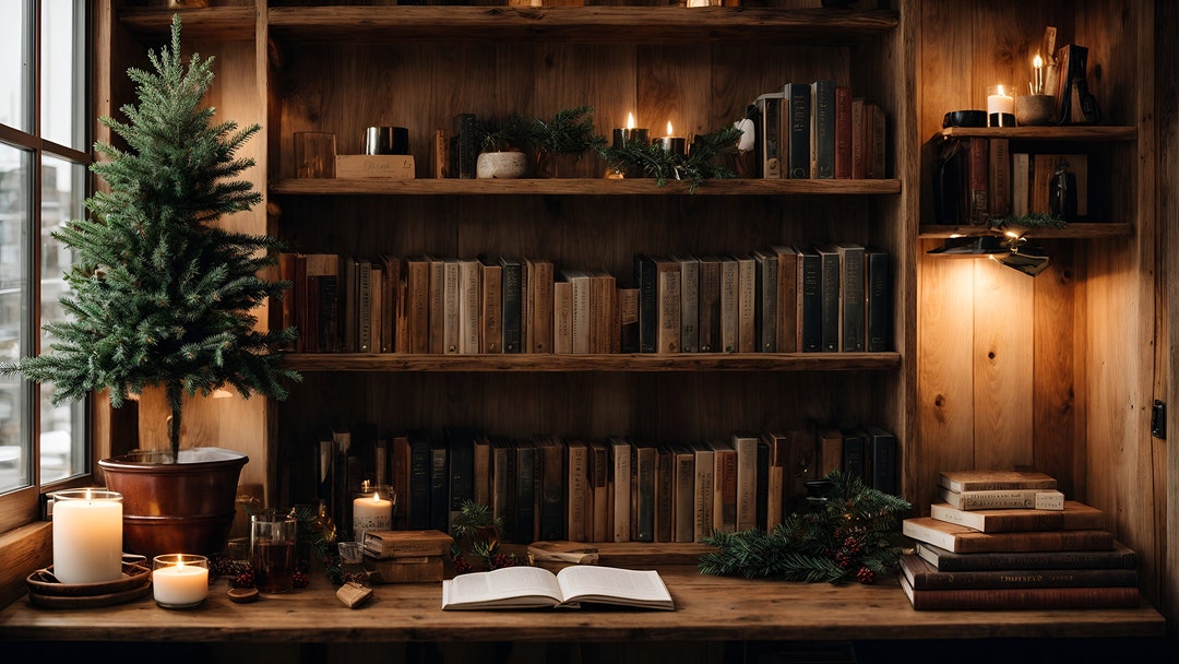 Virtual Background for Zoom Meetings, Winter Library Background for ...