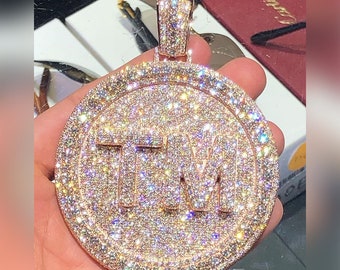 Custom Iced Out Diamond Hiphop Round Pendant Real VVS GRA Certified Lab Diamonds - Bust down Highest Quality