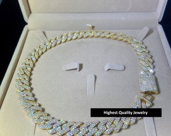 Cuban Link Diamond Necklace 15mm Real VVS GRA Certified Lab Diamonds - Bust down Highest Quality