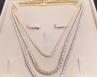5mm Diamond Tennis Necklace Real VVS GRA Certified Lab Diamonds - Bust down Highest Quality