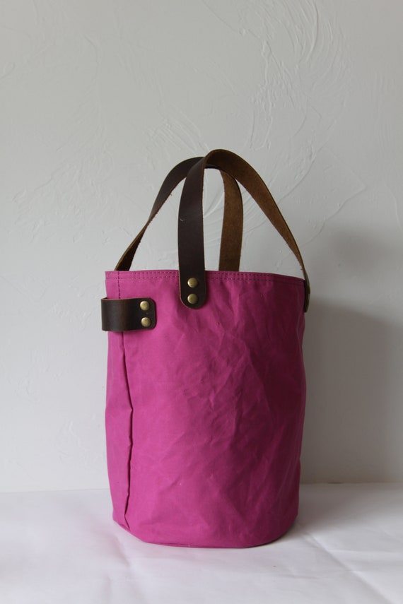 Organic Dry Waxed Canvas Bucket Bag Project Bag With Pocket. Etsy