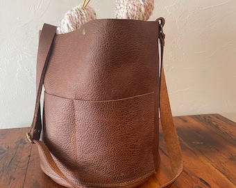 Bison Leather Crossbody Project Bucket Bag