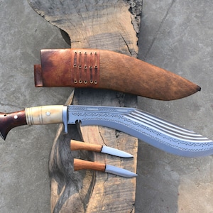12 inches Char-chirra ganjawal,  Beast handmade gurkha kukri knife-from Nepal-Full tang handle-Tempered-Sharpen
