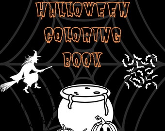 Halloween Coloring Book, Witch Coloring Book, Spooky Coloring, Pumpkin Coloring, Printable Coloring Book, Coloring Pages