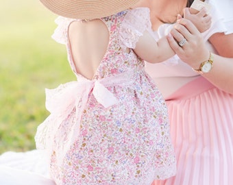 Girly Spring Dress, Boho Floral Sundress, Easter Bloomer Set, Toddler Cute Spring Dress, Newborn Picnic Outfit, Add On - Bloomers & Sunglass