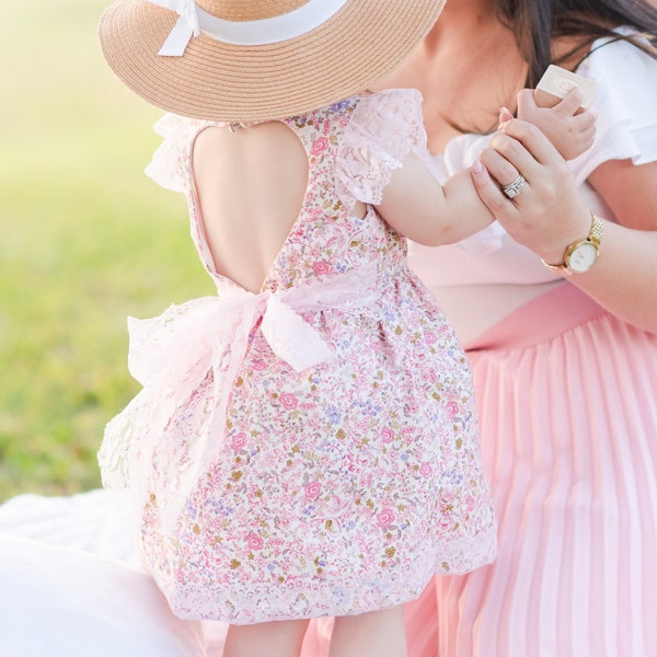 Girly Spring Dress, Boho Floral Sundress, Easter Bloomer Set, Toddler Cute Spring Dress, Newborn Picnic Outfit, Add On - Bloomers & Sunglass