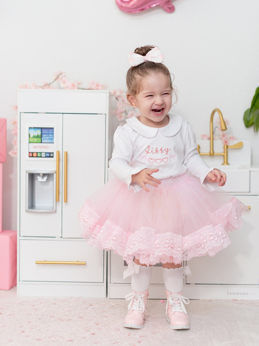 Shop Teeta Baby Girls Ally Bubble - Valentine Hearts - Fancy Collar main image 0