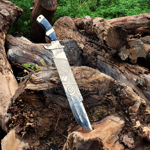 custom handmade D2 steel Wood Split machete perfect gift for him jungle ranger hunting and chopping free lather sheath bowie Tactical Knife