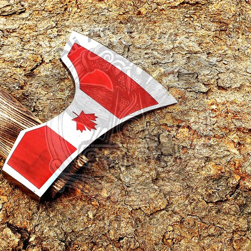Battle ready warrior shops axe brutal handcraft boot camping Vikings carbon steel acid aching Canadian flag throwing axe bush craft hatchet gift