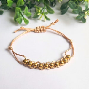 Gold Fidget Bracelet with Slider Beads  |  Cord Bracelet  |  Adjustable String Bracelet  |  Sensory Bracelet