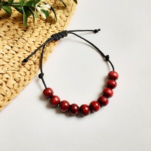 Cord and Wood Bead Bracelet  |  Fidget Bracelet  |  Adjustable String Bracelet