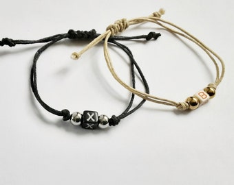 Cord Bracelet with Personalised Initial  |  Adjustable String Bracelet  |  Letter Initial Bracelet