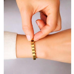 Gold Fidget Bracelet with Cube Slider Beads, Cord Bracelet, Adjustable String Bracelet,  Sensory Bracelet