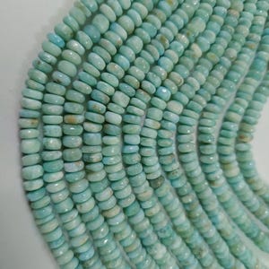 16&quot; AAA Natural Larimar Smooth Rondelle Beads | Larimar Gemstone Beads | Wholesale Beads For Jewelry Making Necklace | Beads Supplier |