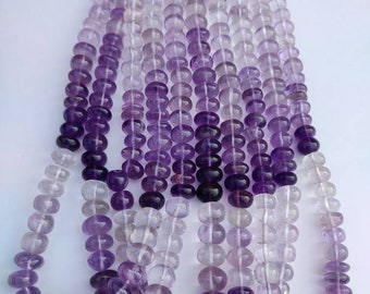 AAA Quality Amethyst Smooth Rondelle Beads | Amethyst Shaded Plain Gemstone | Pink Purple Amethyst | Wholesale Beads For Jewelry Making |