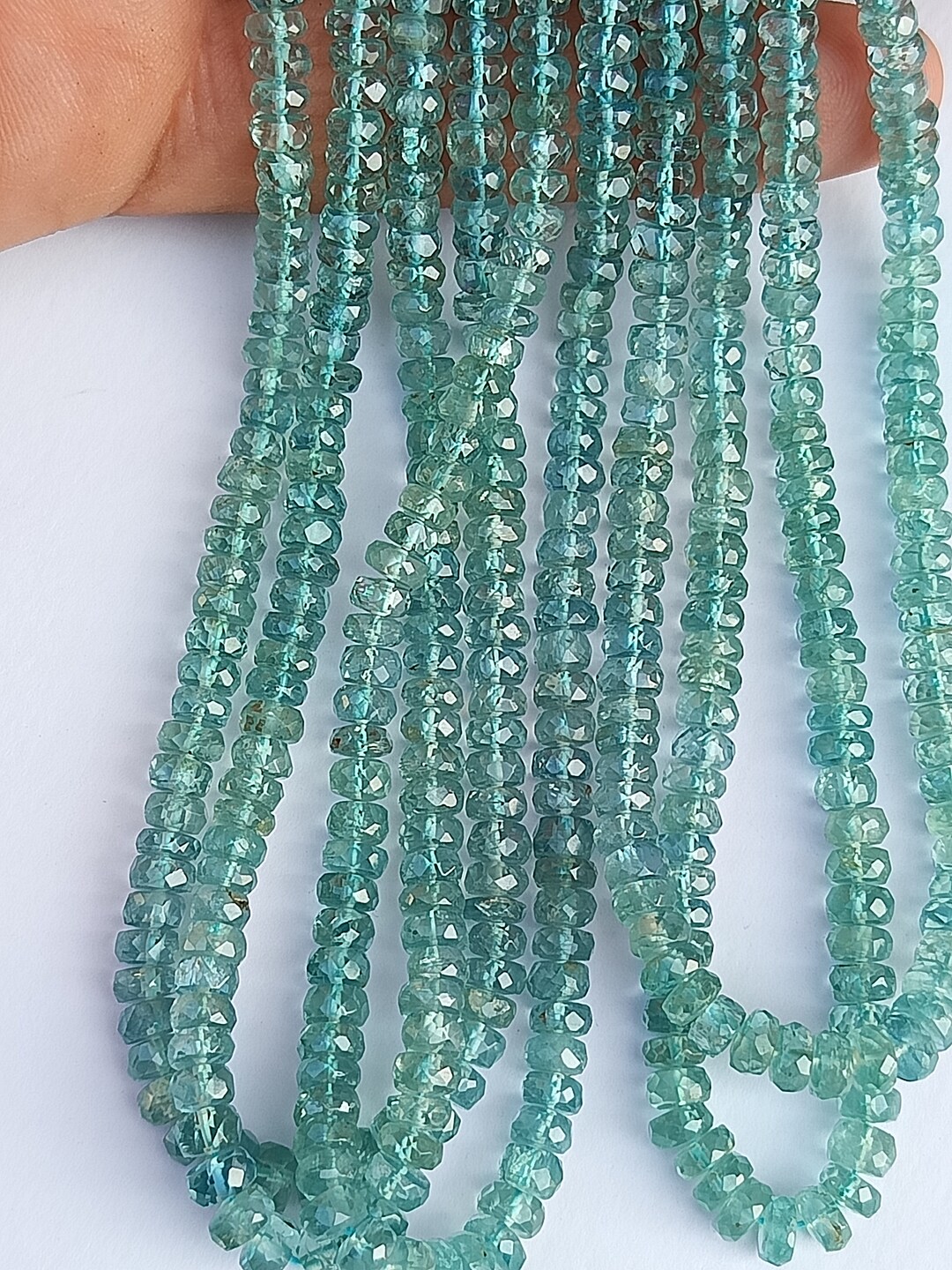 16 AAA Natural Kyanite Faceted Rondelle Beads Mint Green Kyanite Beads Gemstone Beads Wholesale