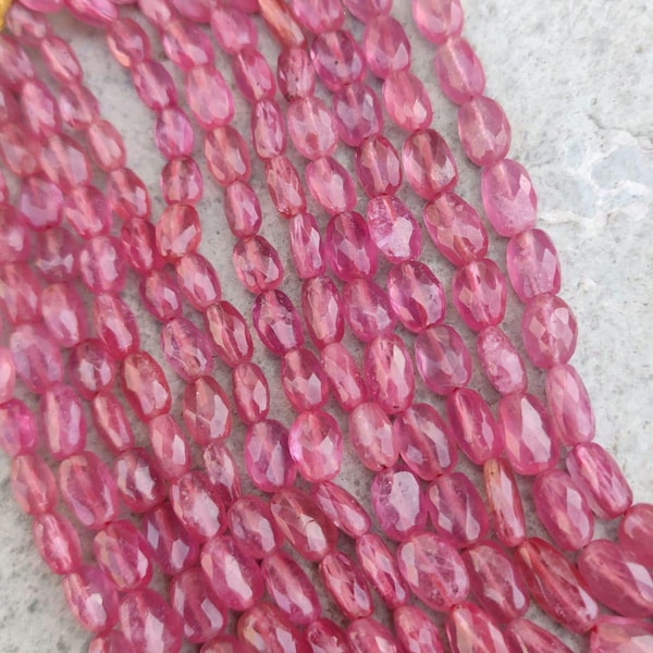 Natürliche rosa Saphir facettierte ovale Perlen 8 "Strang Rubin Perlen 4-7 mm 5-7 mm In Gradual Precious Edelsteinperlen Großlieferant