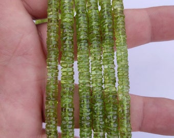 AAA Peridot Smooth Heishi Tyre Shape Beads 13" Peridot Wheel Wholesale 5-5.5mm 5.5-6mm  6-6.5mm Beads For Jewelry Making Making