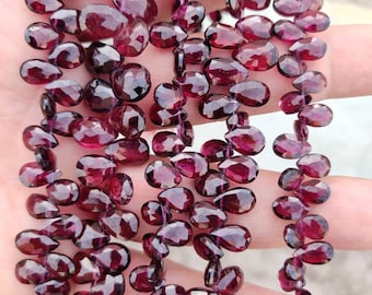 AAA Rhodolite Garnet Faceted Pear Shape Beads | Garnet Briolette | Garnet Pear Beads | Garnet Side Cut Pear Beads For Jewelry Making |