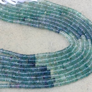 Natural Multi Color Fluorite Smooth Tyre Shape Beads | Fluorite Wheel Cut Smooth Gemstone Beads | Heishi Tyre Beads | Jewelry Making Beads |