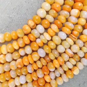 AAA Yellow Opal Smooth Rondelle Beads | 16 Inch Yellow Shaded Opal Plain Gemstone Beads| Yellow Opal Wholesale Bead Supplier |