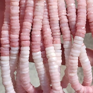 AAA+ Natural Pink Opal Faceted Tyre Beads | 16 Inches Strand Wheel Shape Pink Opal Beads | Pink Opal Beads | Wholesale Beads For Jewelry |