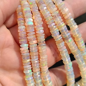 Natural Ethiopian Opal Faceted Tyre Shape Beads | Flashy Ethiopian Opal Wheel Beads | Wholesale Beads For Jewelry Making |
