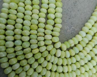 16" AAA+ Pastel Green Opal Rondelle Smooth Beads | 7.5-8/8-8.5 MM Light Green Opal Beads | Opal Gemstone For Jewelry Making Craft Beads |