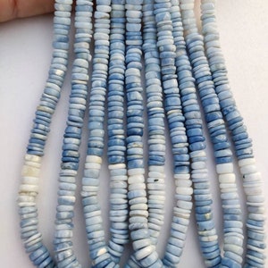 Natural Blue Opal Smooth Heishi Tyre Shape Beads | Wheel Gemstone Beads | Blue Opal Plain Tyre Beads |Wholesale Beads For Jewelry Making