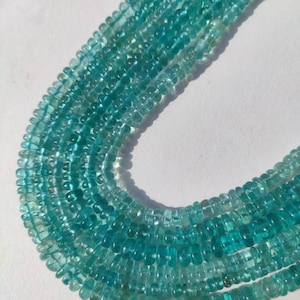 Offer Price.. AAA Natural Sky Blue Apatite Smooth Rondelle Beads | 4-5/5-6 MM Apatite Beads| 13 Inch Smooth Apatite Rondelle Wholesale Beads