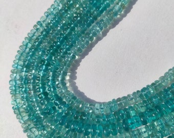 Offer Price.. AAA Natural Sky Blue Apatite Smooth Rondelle Beads 4-5/5-6 MM Apatite Beads| 13 Inch Smooth Apatite Rondelle Wholesale Beads