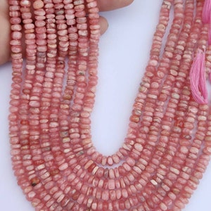 AAA Natural Rhodochrosite Smooth Rondelle Beads | Pink Rhodochrosite Plain Beads | 4.5-5.5/6-6.5 mm Beads | Wholesale Beads For Jewelry |