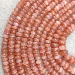 16&quot; AAA Natural Sunstone Faceted Rondelle Beads | Sparking Sunstone Beads | Gemstone Beads | Wholesale Beads For Jewelry Supplier