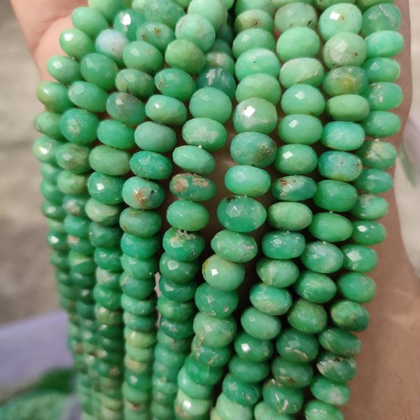 Natural Chrysoprase Faceted Rondelle Beads | 8-9 mm Chrysoprase Rondelle Beads | Chrysoprase Faceted Gemstone Wholesale Beads For Jewelry