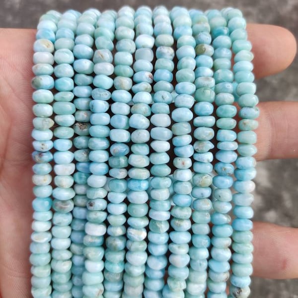 Larimar Smooth Rondelle Beads, Larimar Uneven Rondelle Beads Natural Larimar Smooth Gemstone Larimar Beads , Wholesale Beads