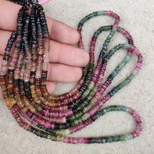16 Inch Natural Multi Tourmaline Smooth Tyre Beads | Tourmaline Wheel Beads  | Wholesale Gemstone Tyre/Washer For Jewelry Making Necklace |